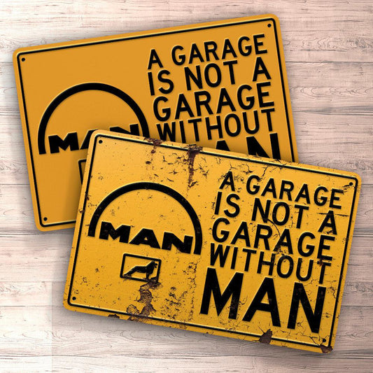 Man A Garage Is Not A Garage Without Man Skilte, Musemåtte, Dørmåtte , Plakat-Skilte-Man-Garage Culture Shop- garage - man cave - merchandise