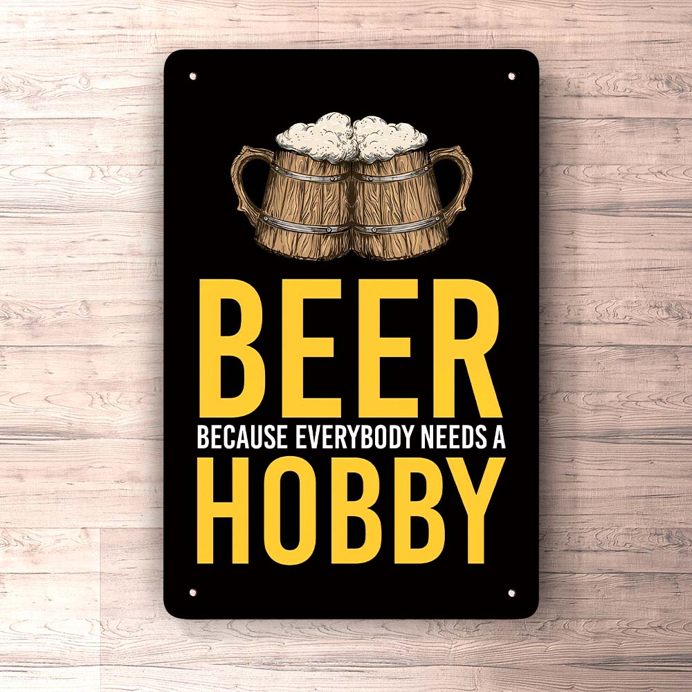 Man Cave Øl - Beer Because Everybody needs A Hobby - Skilte, Musemåtte, Dørmåtte-Skilte-Funny Garage-Garage Culture Shop- garage - man cave - merchandise