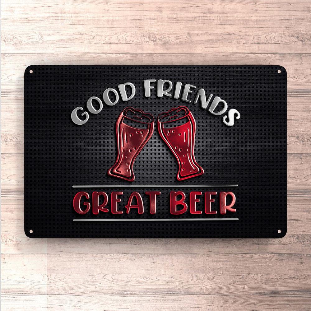 Man Cave Øl - Good Friends Great Beer - Skilte, Musemåtte, Dørmåtte , Plakat-Skilte-Funny Garage-Garage Culture Shop- garage - man cave - merchandise