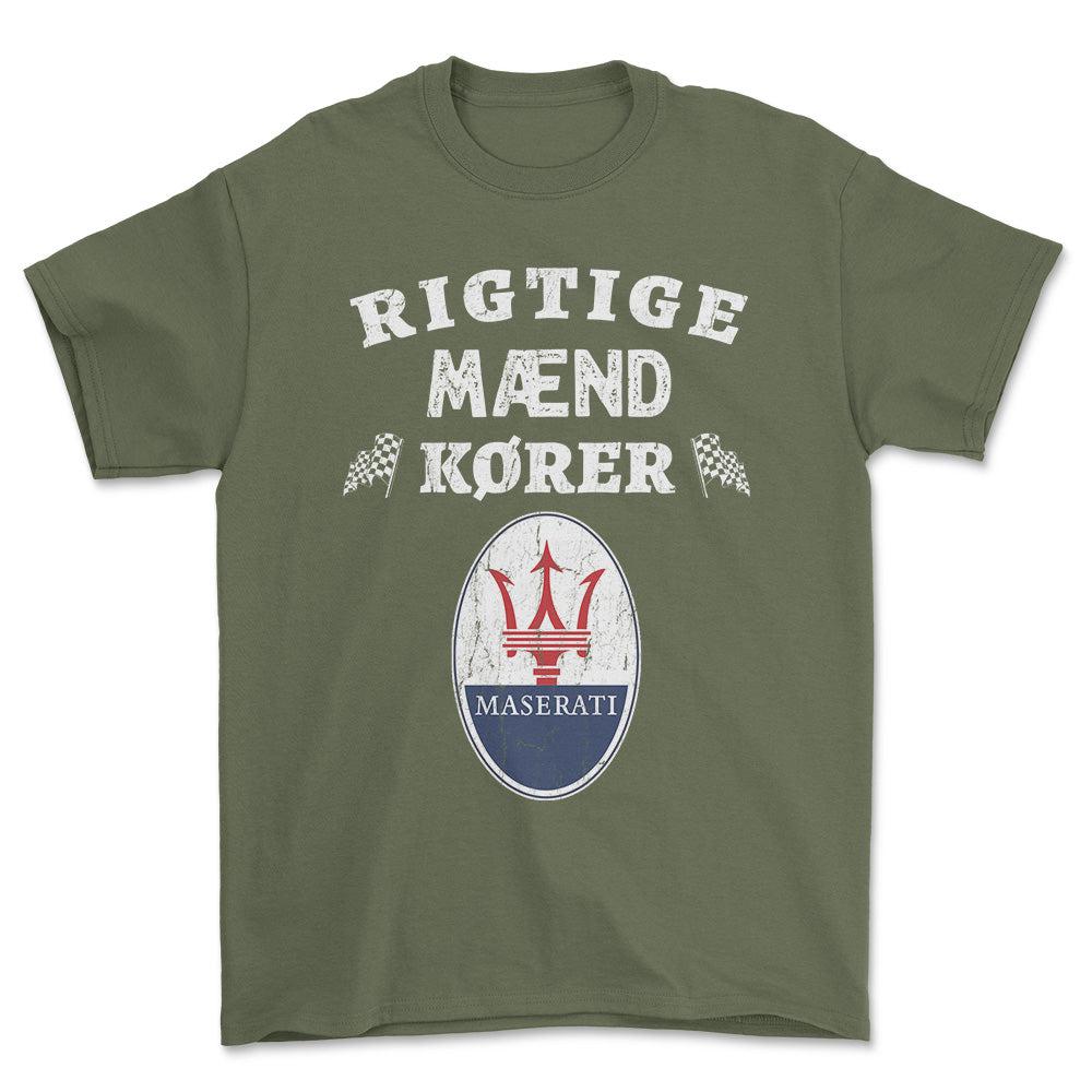 Maserati Rigtige Mænd Kører - Unisex T-Shirt , Bomuld-Beklædning-Maserati-Garage Culture Shop- garage - man cave - merchandise