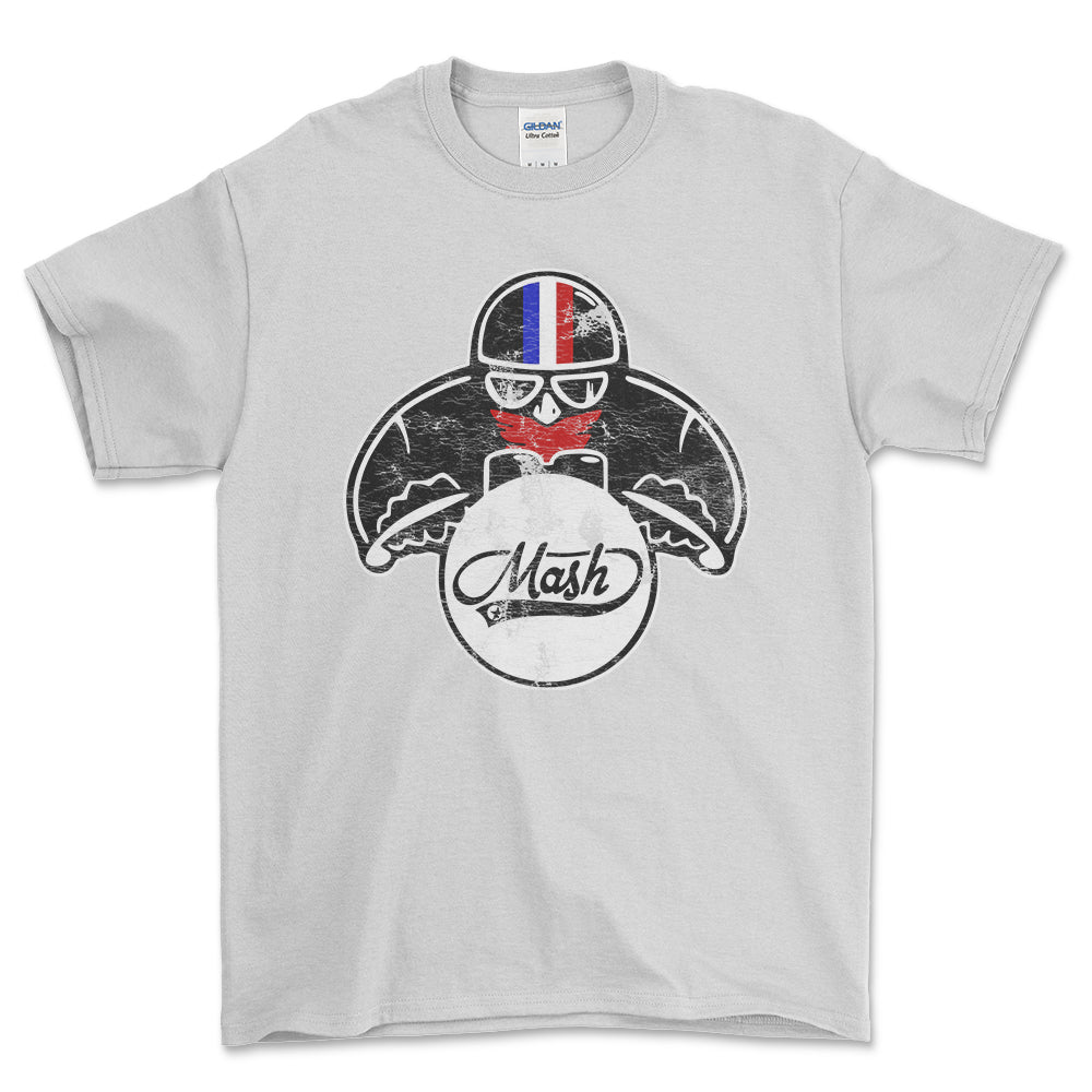Mash Biker Vintage Style Unisex T-Shirt , Bomuld-Beklædning-Mash-Hvid-S-Forside-Garage Culture Shop- garage - man cave - merchandise