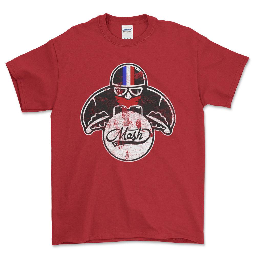Mash Biker Vintage Style Unisex T-Shirt , Bomuld-Beklædning-Mash-Rød-S-Forside-Garage Culture Shop- garage - man cave - merchandise