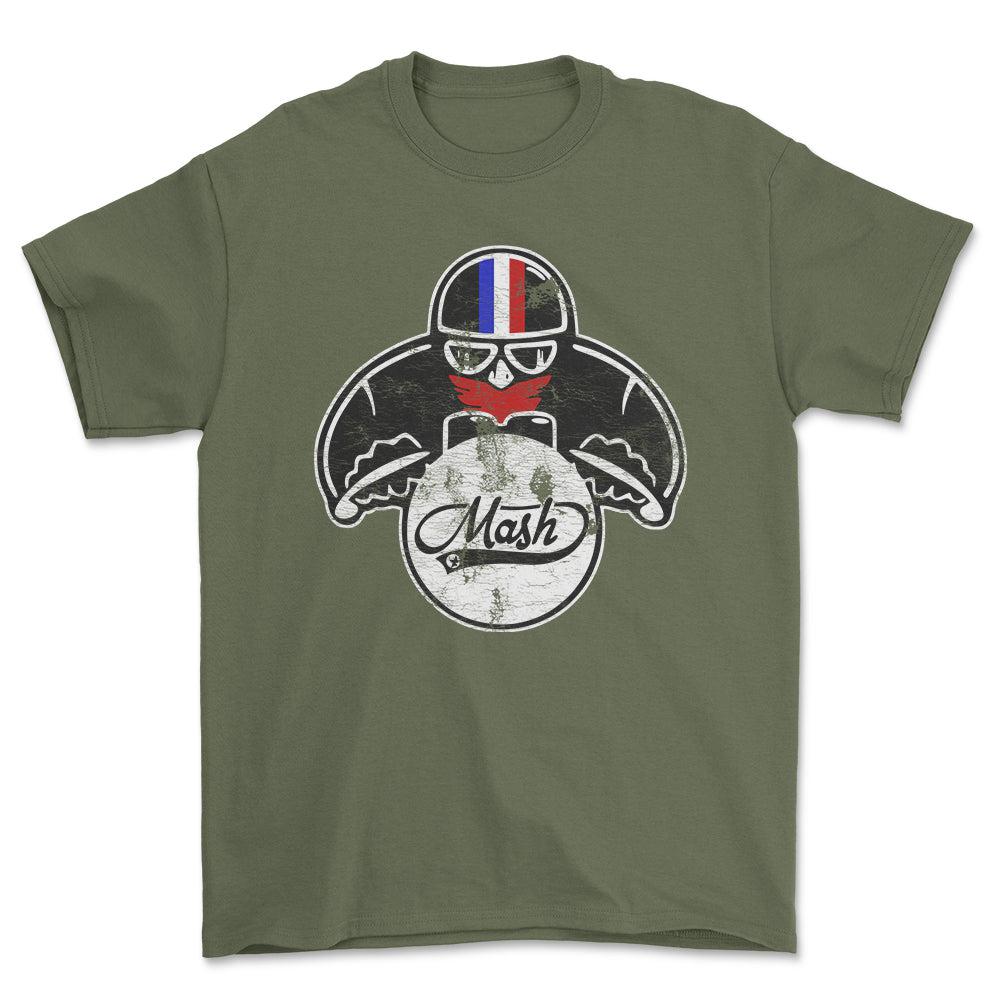 Mash Biker Vintage Style Unisex T-Shirt , Bomuld-Beklædning-Mash-Grøn Militær-S-Forside-Garage Culture Shop- garage - man cave - merchandise
