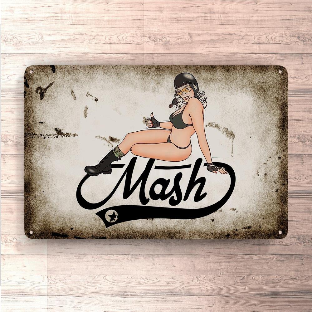 Mash Pin-Up Vintage Skilte, Musemåtte, Dørmåtte , Plakat-Skilte-Mash-Garage Culture Shop- garage - man cave - merchandise