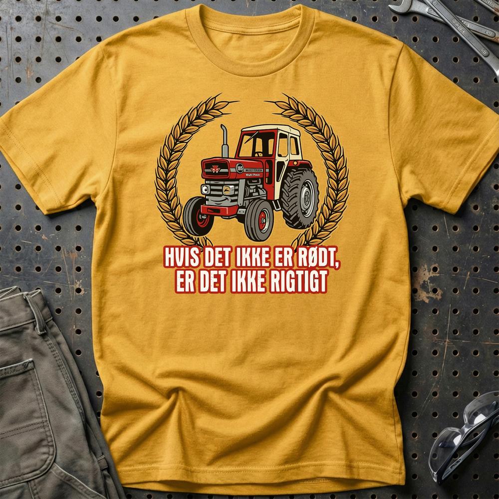 Massey Ferguson 185 Hvis Det Ikke Er Rødt, Er Det Ikke Rigtigt - Unisex T-Shirt-Beklædning-Massey Ferguson-Guld-S-Garage Culture Shop- garage - man cave - merchandise