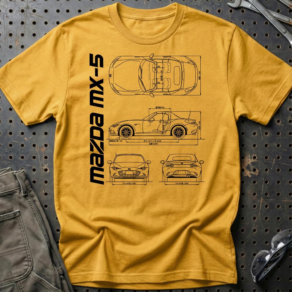 Mazda Mx-5 (Nd) Unisex T-Shirt , Bomuld-Beklædning-Mazda-Guld-S-Garage Culture Shop- garage - man cave - merchandise