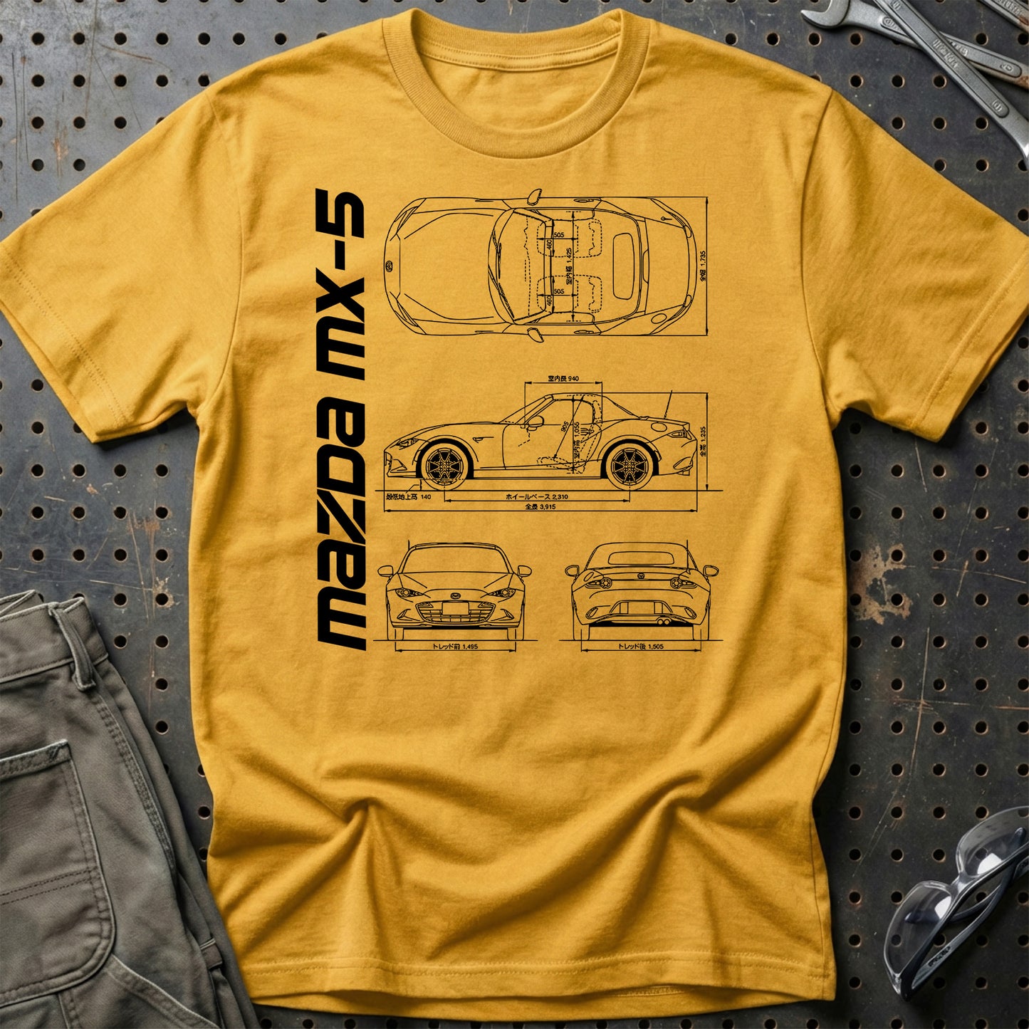 Mazda Mx-5 (Nd) Unisex T-Shirt , Bomuld-Beklædning-Mazda-Guld-S-Garage Culture Shop- garage - man cave - merchandise