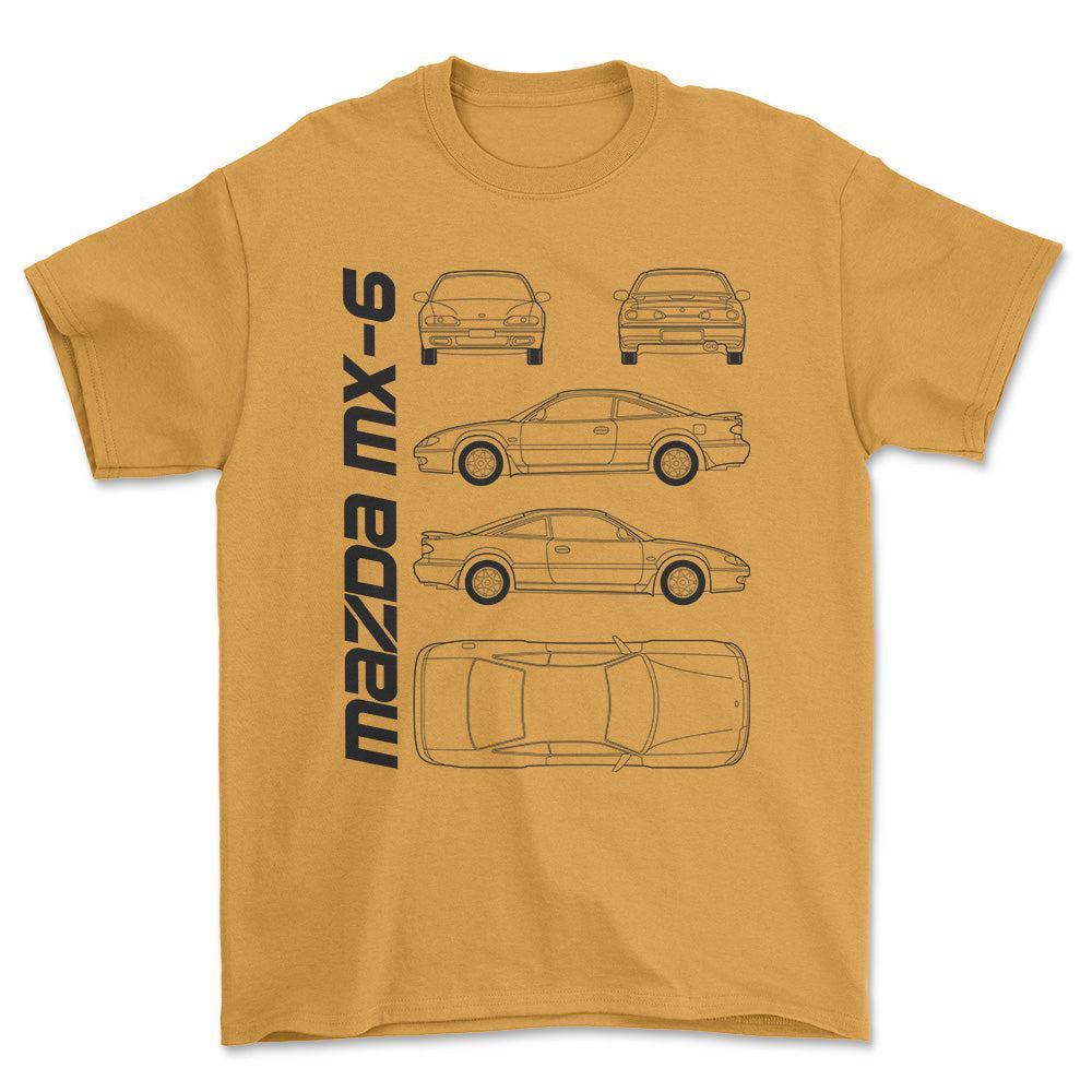 Mazda Mx-6 (Ge) Unisex T-Shirt , Bomuld-Beklædning-Mazda-Guld-S-Forside-Garage Culture Shop- garage - man cave - merchandise