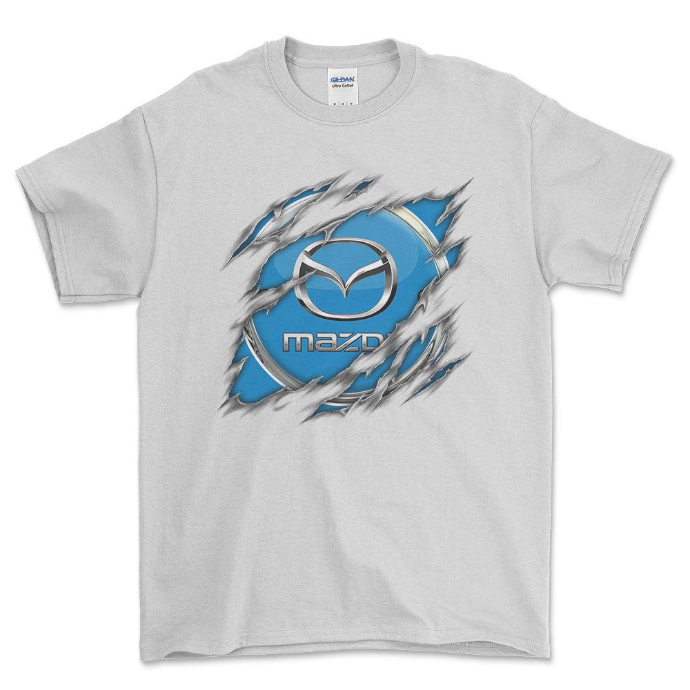 Mazda Ripped Unisex T-Shirt , Bomuld-Beklædning-Mazda-Hvid-S-Forside-Garage Culture Shop- garage - man cave - merchandise