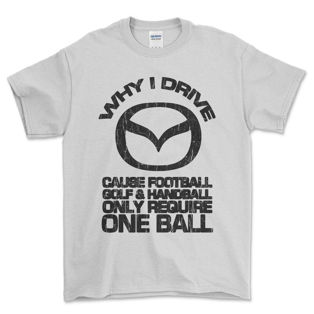 Mazda - Why I Drive Mazda Unisex T-Shirt , Bomuld-Beklædning-Mazda-Hvid-S-Forside-Garage Culture Shop- garage - man cave - merchandise