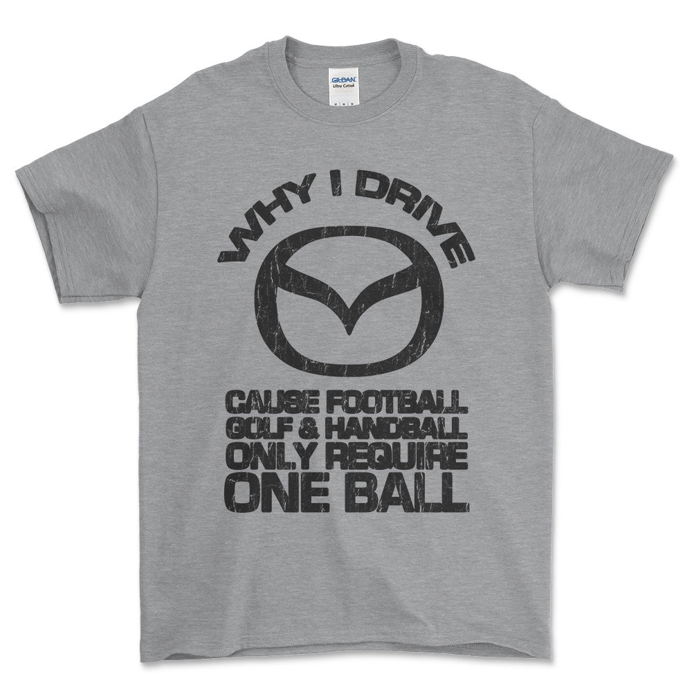 Mazda - Why I Drive Mazda Unisex T-Shirt , Bomuld-Beklædning-Mazda-Grå Sport-S-Forside-Garage Culture Shop- garage - man cave - merchandise