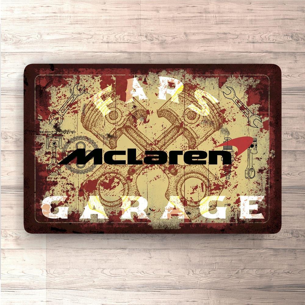 Mclaren Fars Garage Vintage Skilte, Musemåtte, Dørmåtte , Plakat-Skilte-McLaren-Garage Culture Shop- garage - man cave - merchandise