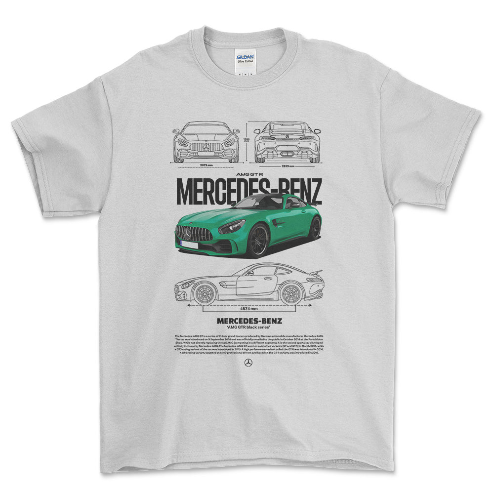 Mercedes AMG GT R - Unisex T-Shirt , Bomuld-Beklædning-Mercedes-Hvid-S-Forside-Garage Culture Shop- garage - man cave - merchandise