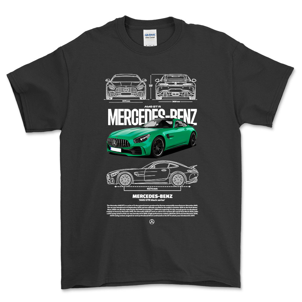 Mercedes AMG GT R - Unisex T-Shirt , Bomuld-Beklædning-Mercedes-Sort-S-Forside-Garage Culture Shop- garage - man cave - merchandise