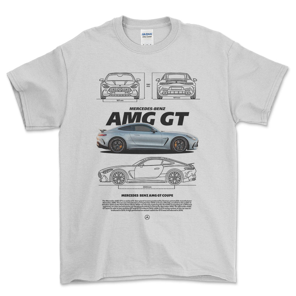 Mercedes AMG GT - Unisex T-Shirt , Bomuld-Beklædning-Mercedes-Hvid-S-Forside-Garage Culture Shop- garage - man cave - merchandise