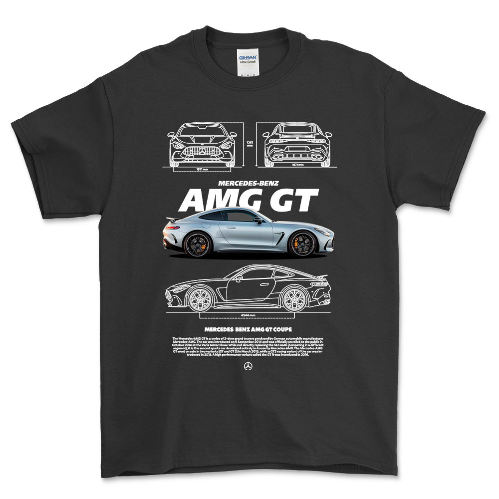 Mercedes AMG GT - Unisex T-Shirt , Bomuld-Beklædning-Mercedes-Sort-S-Forside-Garage Culture Shop- garage - man cave - merchandise