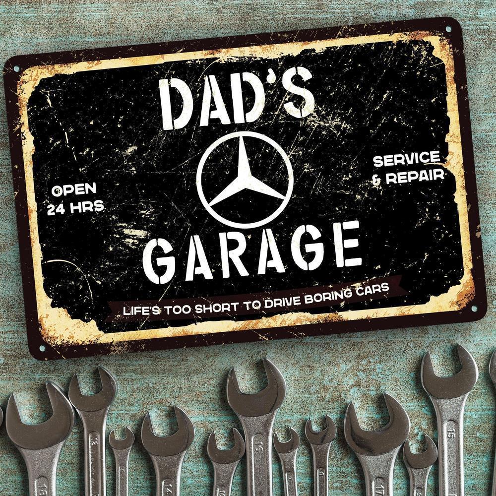 Mercedes Benz Dads Garage Skilte, Musemåtte, Dørmåtte , Plakat-Skilte-Mercedes-Garage Culture Shop- garage - man cave - merchandise
