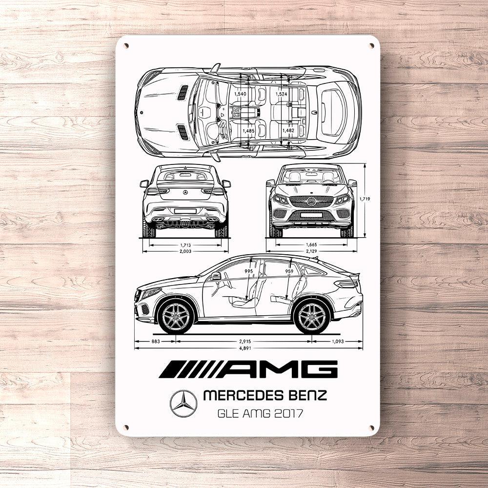 Mercedes Benz Gle Amg 2017 Blueprint Skilte, Musemåtte, Dørmåtte-Blueprint-Mercedes-Garage Culture Shop- garage - man cave - merchandise