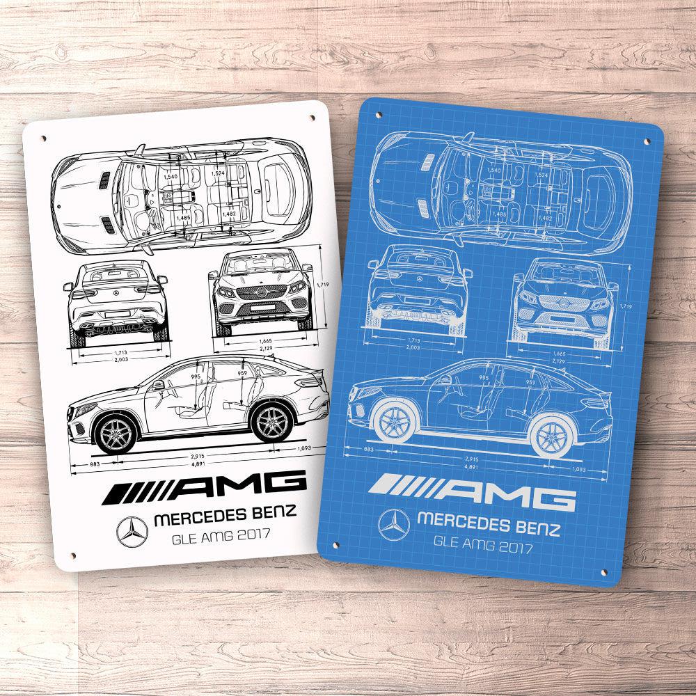 Mercedes Benz Gle Amg 2017 Blueprint Skilte, Musemåtte, Dørmåtte-Blueprint-Mercedes-Garage Culture Shop- garage - man cave - merchandise