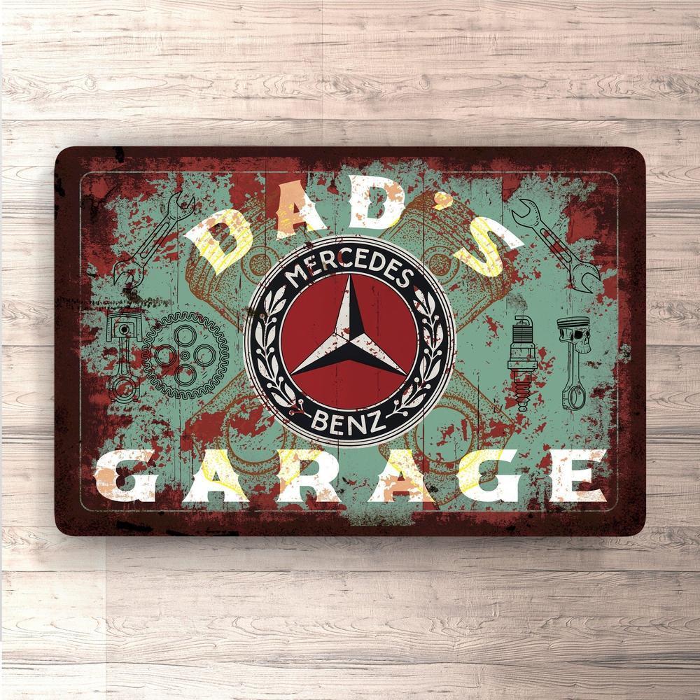 Mercedes Dads Garage Vintage Skilte, Musemåtte, Dørmåtte-Skilte-Mercedes-Garage Culture Shop- garage - man cave - merchandise