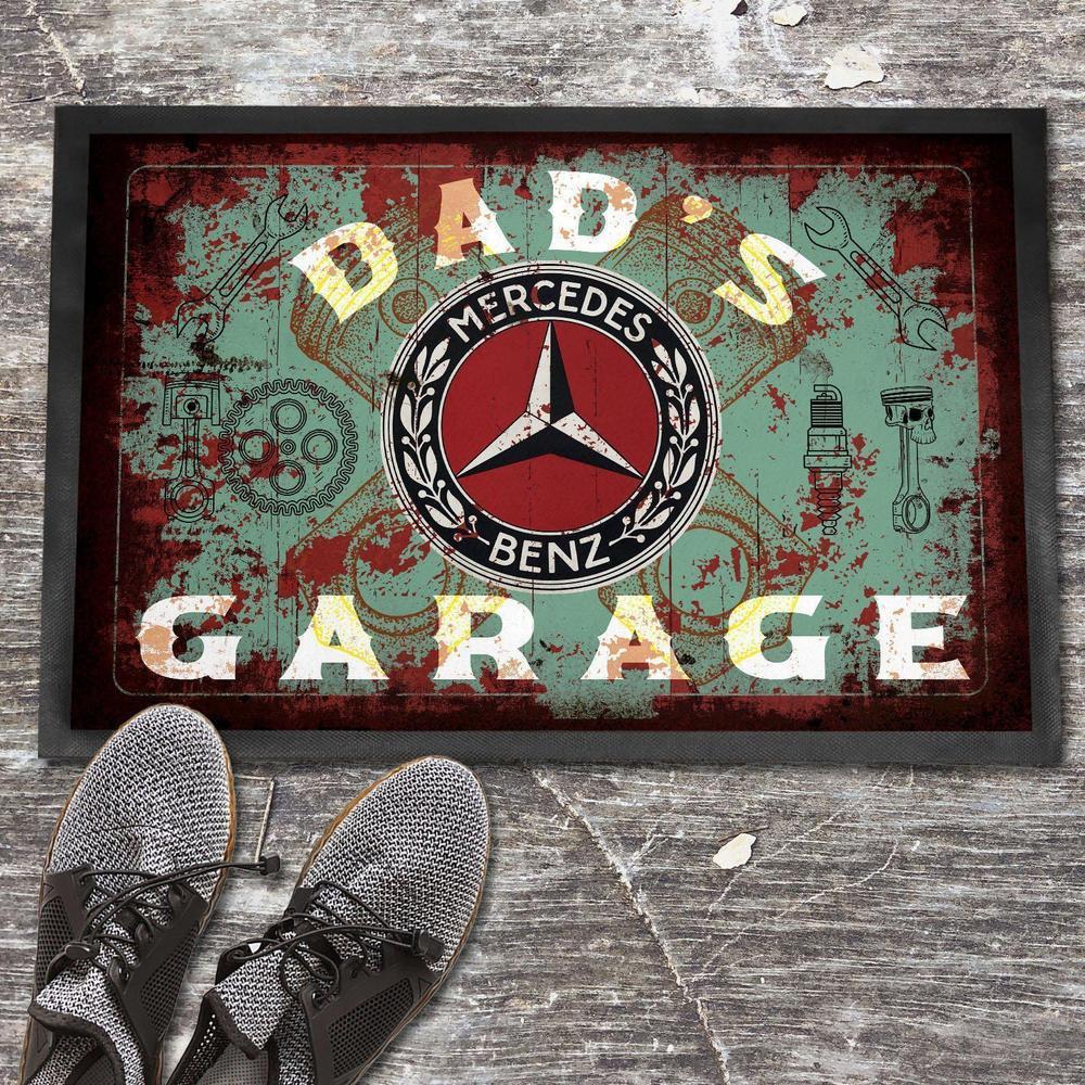 Mercedes Dads Garage Vintage Skilte, Musemåtte, Dørmåtte , Plakat-Skilte-Mercedes-Garage Culture Shop- garage - man cave - merchandise
