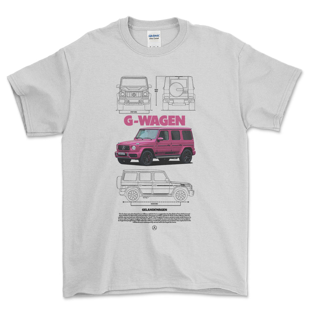 Mercedes G Wagen - Unisex T-Shirt , Bomuld-Beklædning-Mercedes-Hvid-S-Forside-Garage Culture Shop- garage - man cave - merchandise