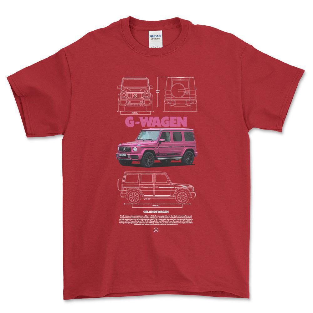 Mercedes G Wagen - Unisex T-Shirt , Bomuld-Beklædning-Mercedes-Rød-S-Forside-Garage Culture Shop- garage - man cave - merchandise