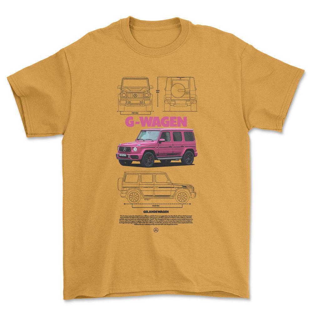 Mercedes G Wagen - Unisex T-Shirt , Bomuld-Beklædning-Mercedes-Guld-S-Forside-Garage Culture Shop- garage - man cave - merchandise