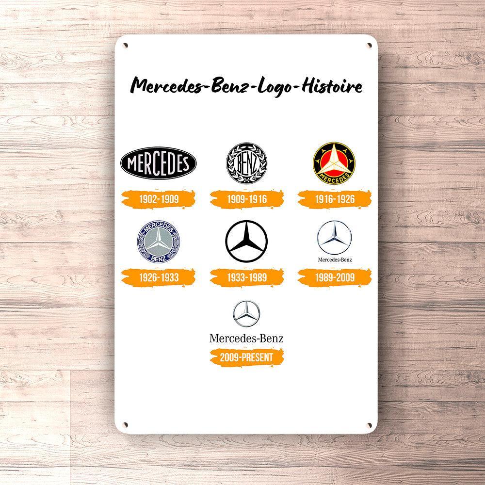 Mercedes Logo Histoire Skilte, Musemåtte, Dørmåtte , Plakat-Skilte-Mercedes-Garage Culture Shop- garage - man cave - merchandise