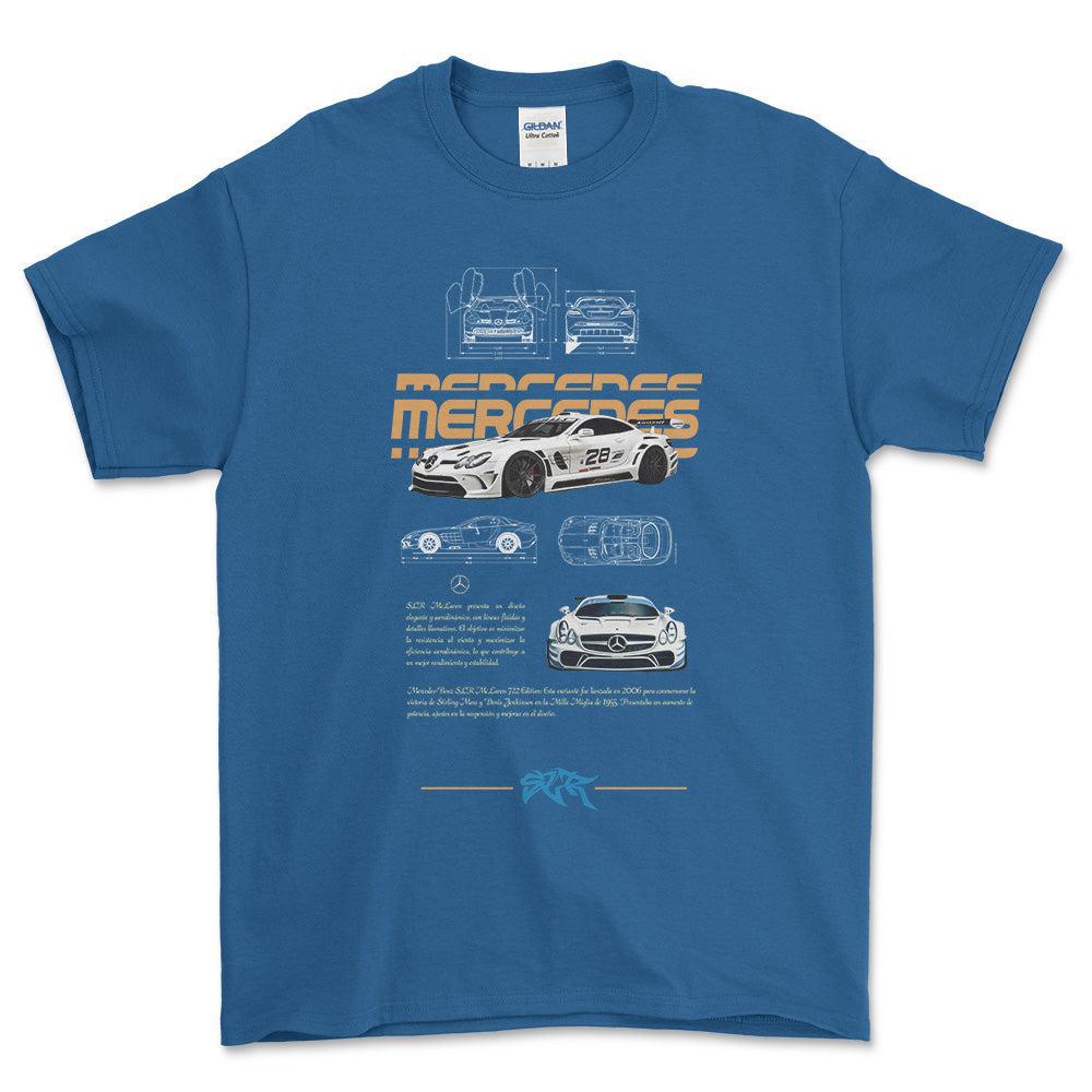 Mercedes SLR - Unisex T-Shirt , Bomuld-Beklædning-Mercedes-Blå Royal-S-Forside-Garage Culture Shop- garage - man cave - merchandise