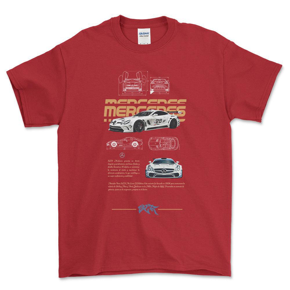 Mercedes SLR - Unisex T-Shirt , Bomuld-Beklædning-Mercedes-Rød-S-Forside-Garage Culture Shop- garage - man cave - merchandise