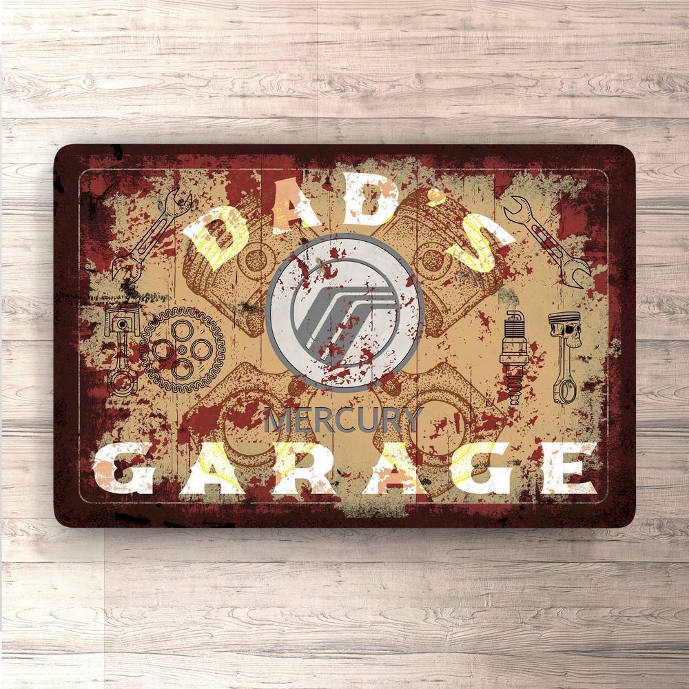 Mercury Dads Garage Vintage Skilte, Musemåtte, Dørmåtte-Skilte-Mercury-Garage Culture Shop- garage - man cave - merchandise