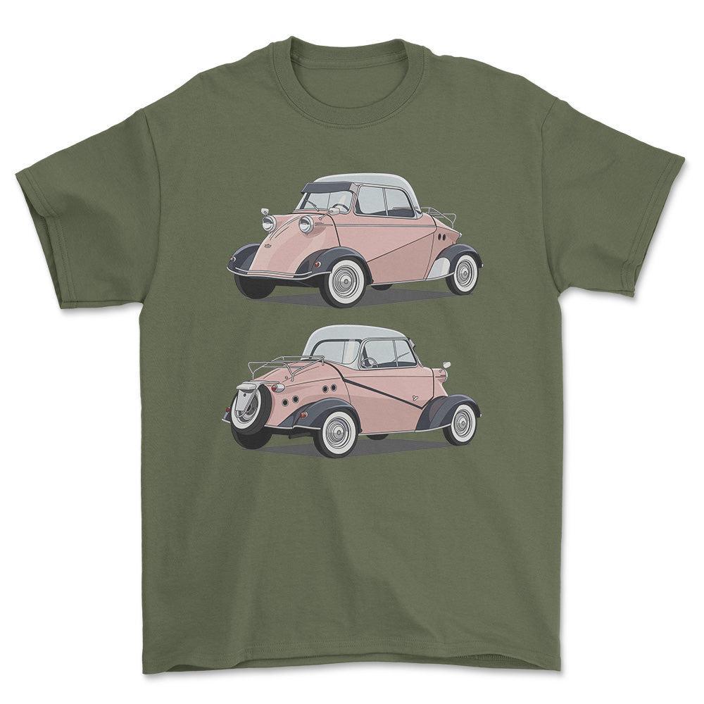 Messerschmitt KR200 - One Line Style Unisex T-Shirt-Beklædning-Messerschmitt-Grøn Militær-S-Forside-Garage Culture Shop- garage - man cave - merchandise
