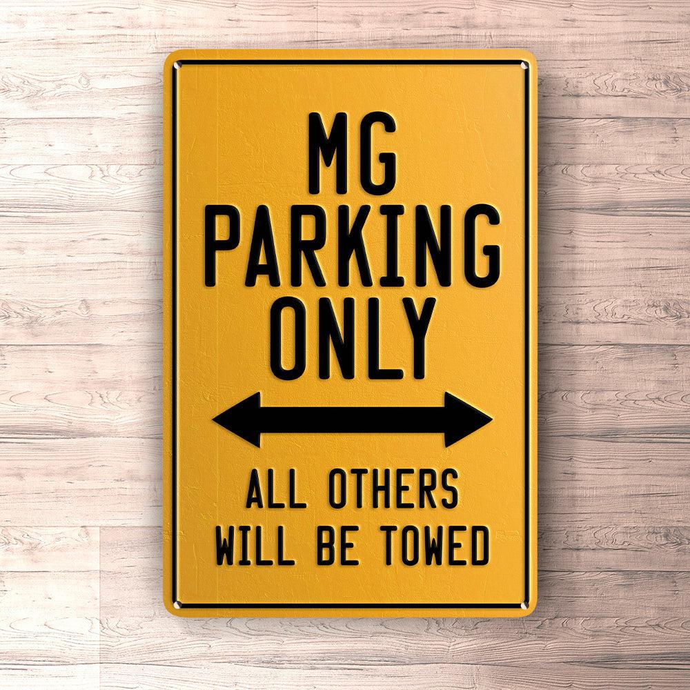 Mg Parking Only Skilte, Musemåtte, Dørmåtte , Plakat-Parking skilte-MG-Garage Culture Shop- garage - man cave - merchandise