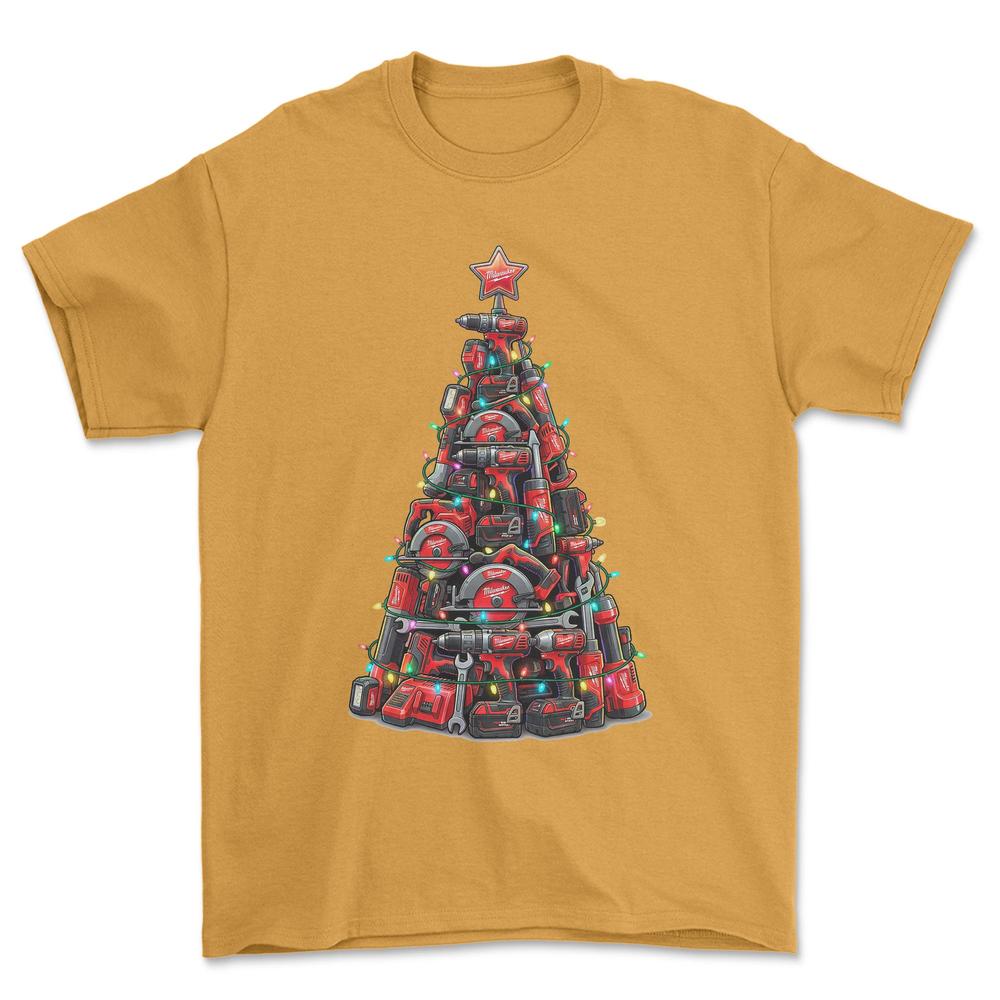 Milwaukee Juletræ Christmas Tree - Unisex T-Shirt-Beklædning-Milwaukee-Guld-S-Garage Culture Shop- garage - man cave - merchandise