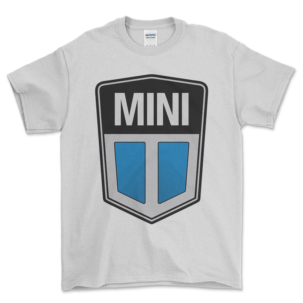 Mini Cooper 1969-2001 - Unisex T-Shirt , Bomuld-Beklædning-Mini-Hvid-S-Forside-Garage Culture Shop- garage - man cave - merchandise