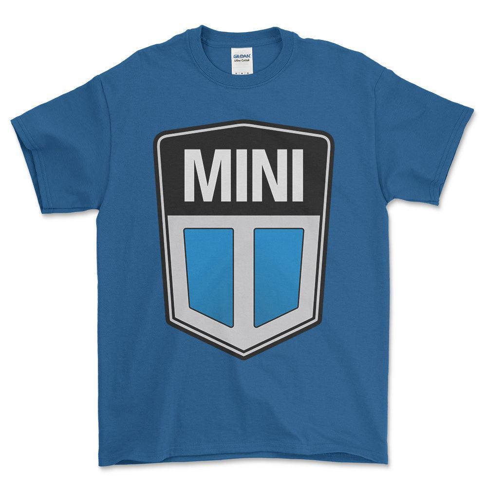 Mini Cooper 1969-2001 - Unisex T-Shirt , Bomuld-Beklædning-Mini-Blå Royal-S-Forside-Garage Culture Shop- garage - man cave - merchandise