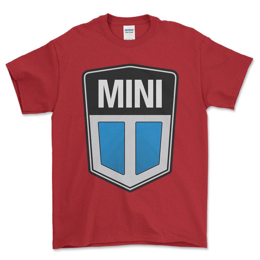 Mini Cooper 1969-2001 - Unisex T-Shirt , Bomuld-Beklædning-Mini-Rød-S-Forside-Garage Culture Shop- garage - man cave - merchandise