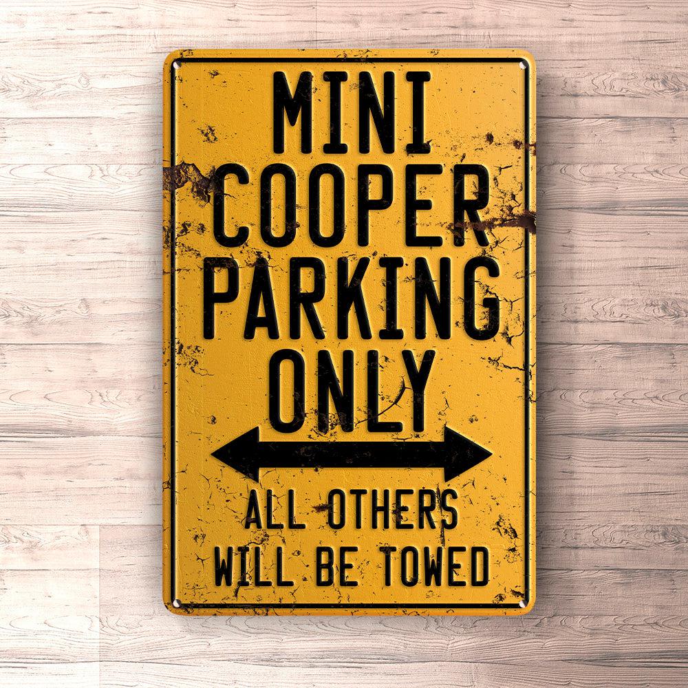 Mini Cooper Parking Only Skilte, Musemåtte, Dørmåtte-Parking skilte-Mini-Garage Culture Shop- garage - man cave - merchandise