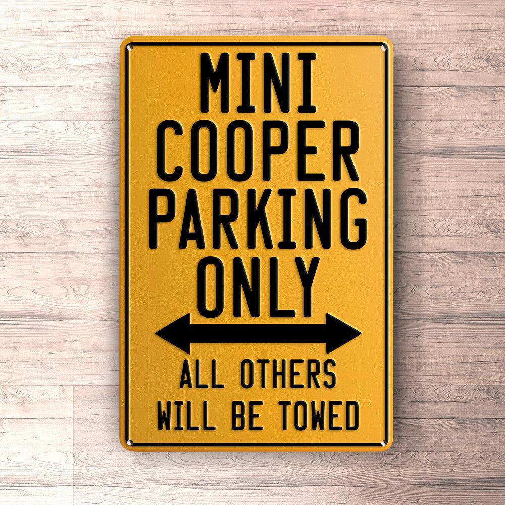 Mini Cooper Parking Only Skilte, Musemåtte, Dørmåtte , Plakat-Parking skilte-Mini-Garage Culture Shop- garage - man cave - merchandise