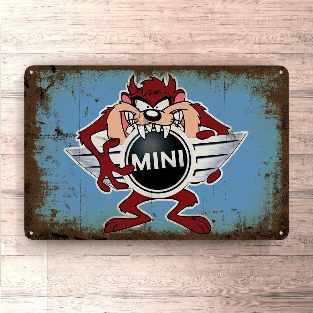Mini Cooper Taz Vintage Skilte, Musemåtte, Dørmåtte , Plakat-Skilte-Mini-Garage Culture Shop- garage - man cave - merchandise