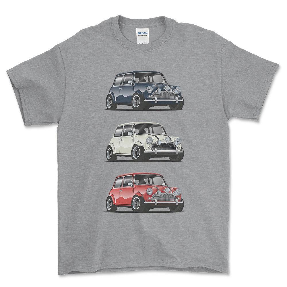 Mini Cooper - Unisex T-Shirt , Bomuld-Beklædning-Mini-Grå Sport-S-Forside-Garage Culture Shop- garage - man cave - merchandise