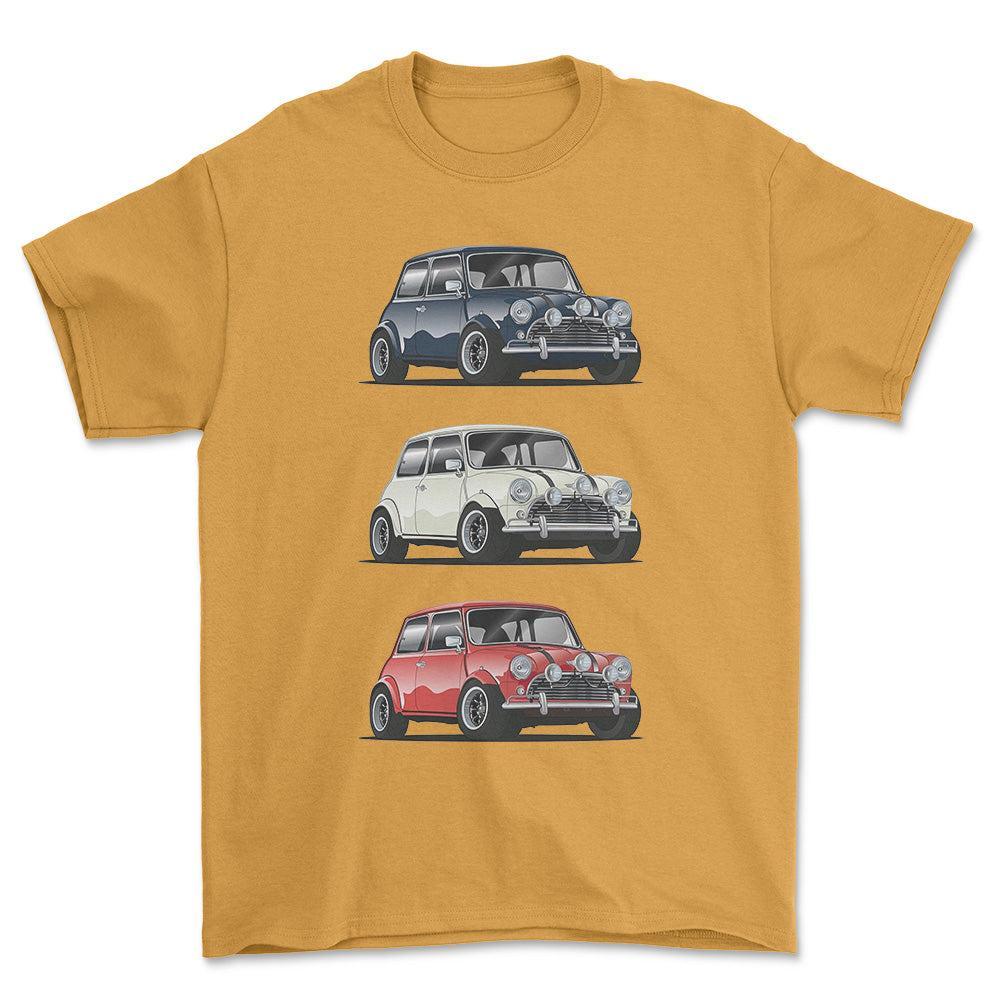Mini Cooper - Unisex T-Shirt , Bomuld-Beklædning-Mini-Guld-S-Forside-Garage Culture Shop- garage - man cave - merchandise