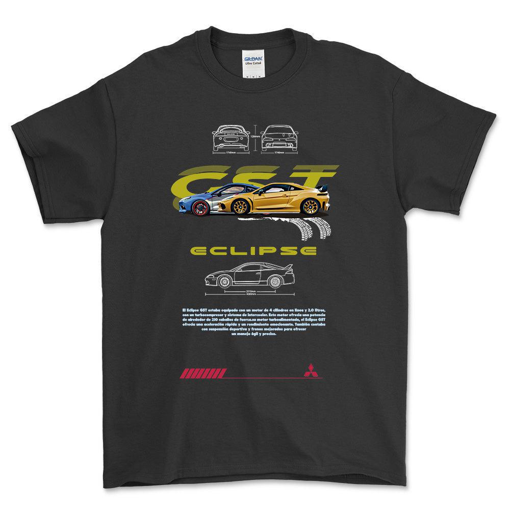 Mitsubishi Eclipse - Unisex T-Shirt , Bomuld-Beklædning-Mitsubishi-Sort-S-Forside-Garage Culture Shop- garage - man cave - merchandise