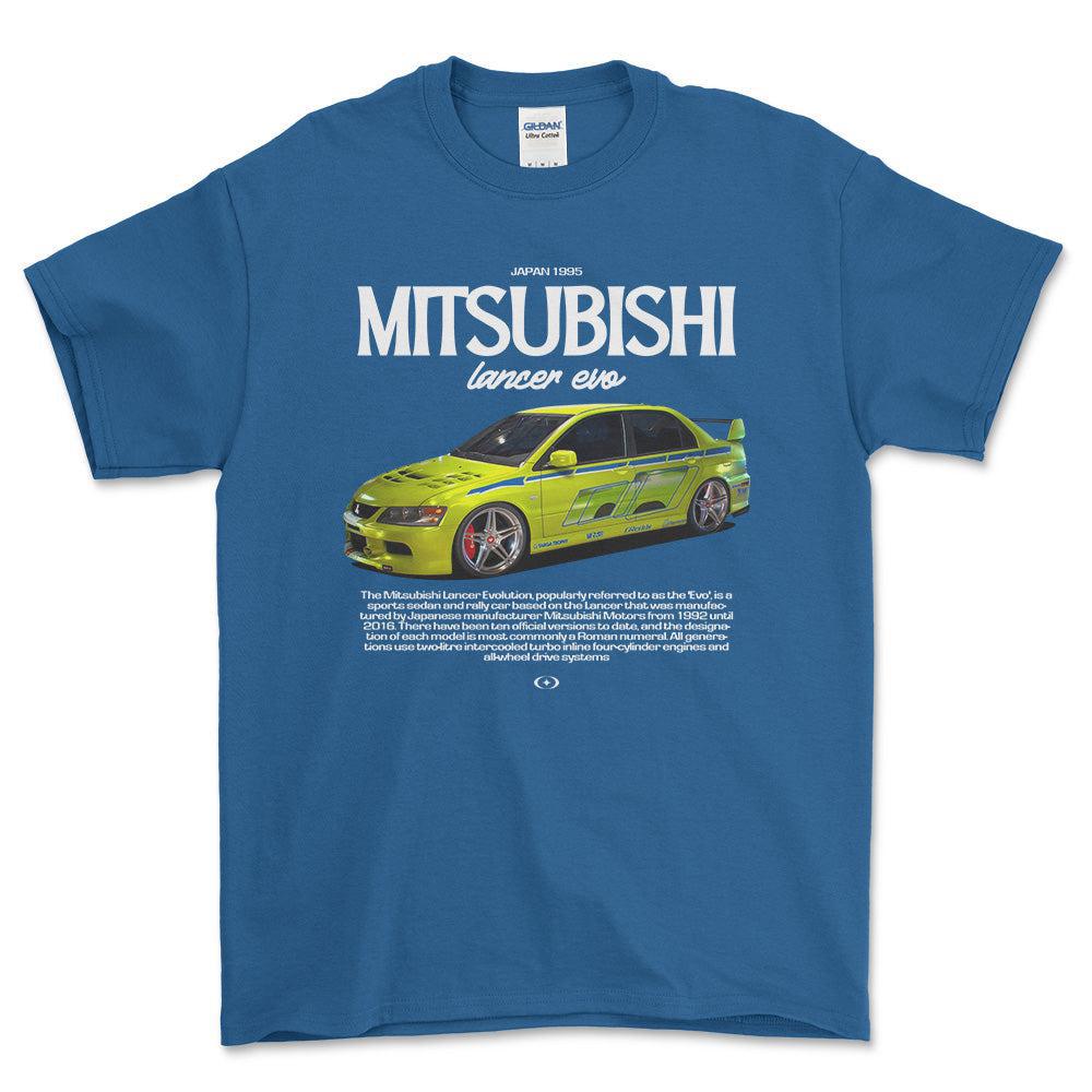 Mitsubishi Lancer Evo - Unisex T-Shirt , Bomuld-Beklædning-Mitsubishi-Blå Royal-S-Forside-Garage Culture Shop- garage - man cave - merchandise