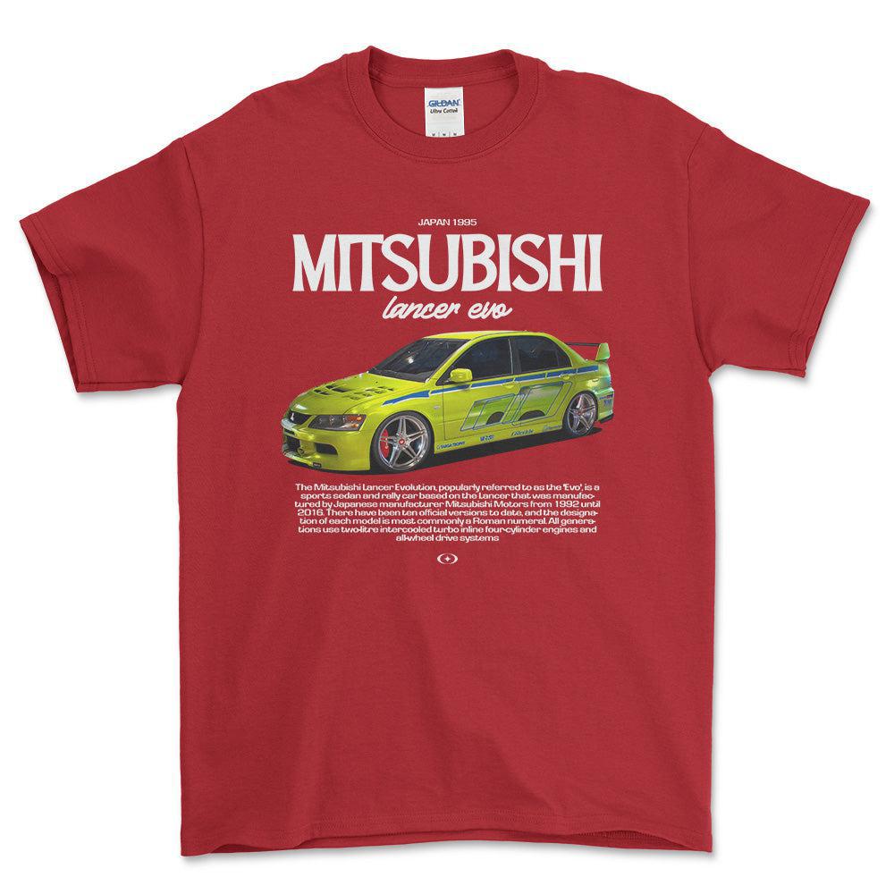 Mitsubishi Lancer Evo - Unisex T-Shirt , Bomuld-Beklædning-Mitsubishi-Rød-S-Forside-Garage Culture Shop- garage - man cave - merchandise