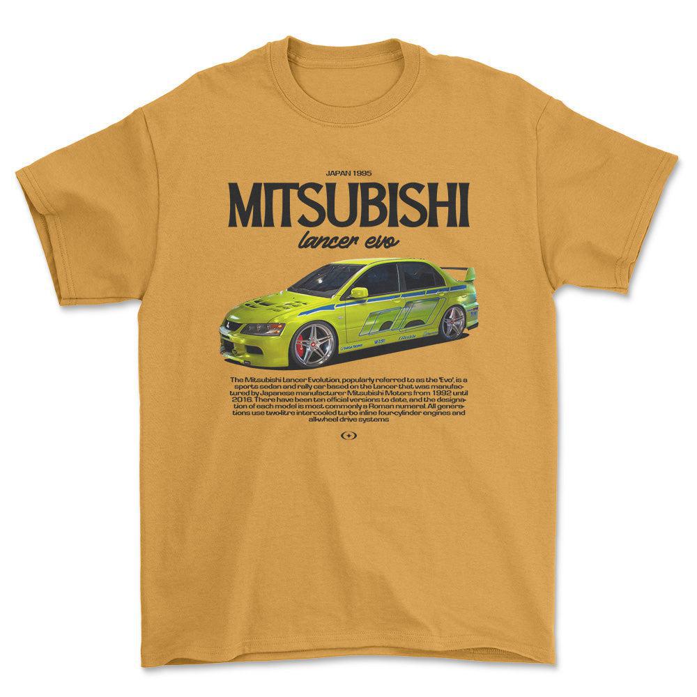 Mitsubishi Lancer Evo - Unisex T-Shirt , Bomuld-Beklædning-Mitsubishi-Guld-S-Forside-Garage Culture Shop- garage - man cave - merchandise