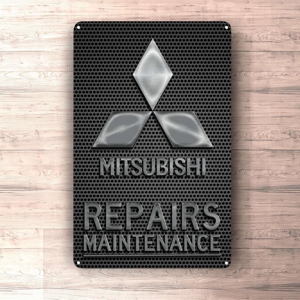 Mitsubishi Repairs Maintenance Skilte, Musemåtte, Dørmåtte , Plakat-Skilte-Mitsubishi-Garage Culture Shop- garage - man cave - merchandise