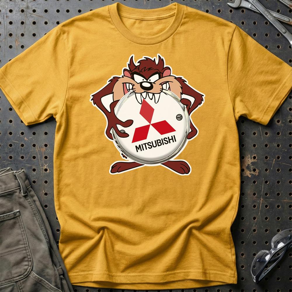Mitsubishi TAZ Unisex T-Shirt , Bomuld-Beklædning-Mitsubishi-Guld-S-Garage Culture Shop- garage - man cave - merchandise