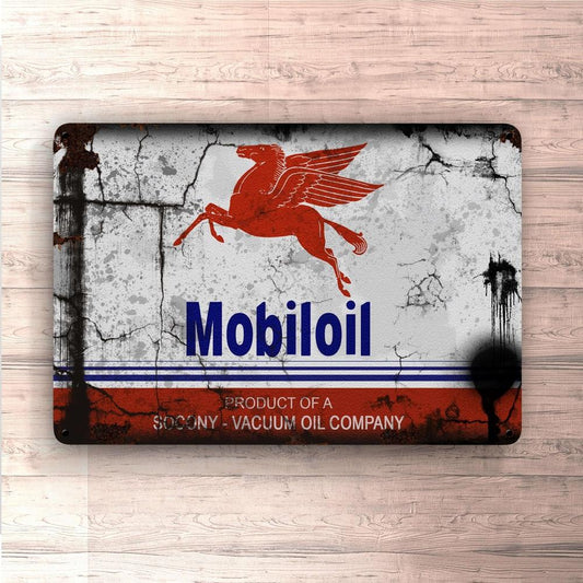 Mobiloil Motorolie Skilte, Musemåtte, Dørmåtte , Plakat-Skilte-Motorolie-Garage Culture Shop- garage - man cave - merchandise